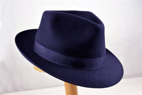 blue felt fedora hats for men