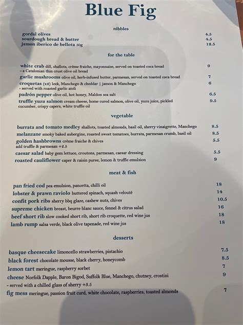 Blue Fig Opening Hours