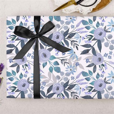 blue floral wrapping paper