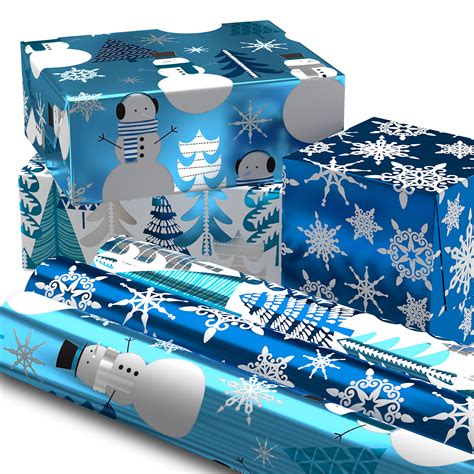 blue foil christmas wrapping paper