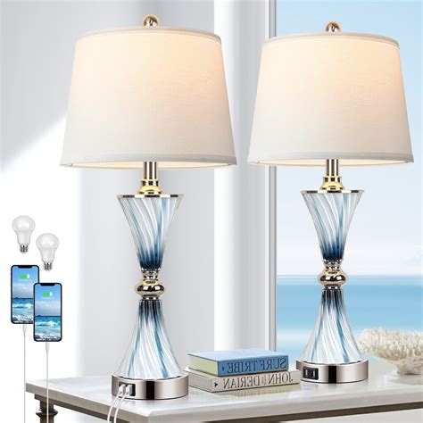 Blue Glass Lamp Set