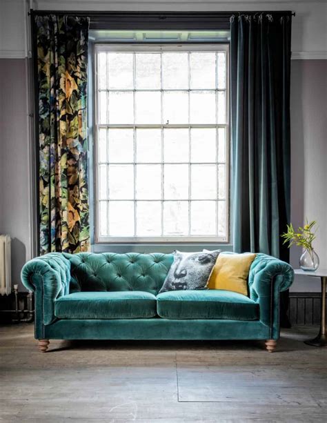Blue Green Tufted Sofa