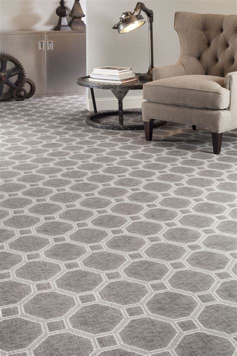 Blue Grey Patterned Carpet