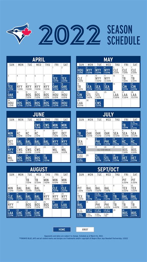 blue jays schedule 2022 calendar