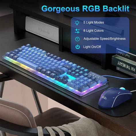 Blue Keyboard Mouse Set