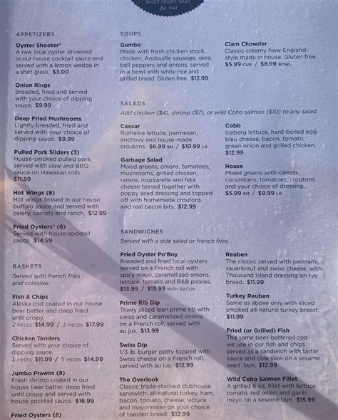blue lake bar and bistro menu