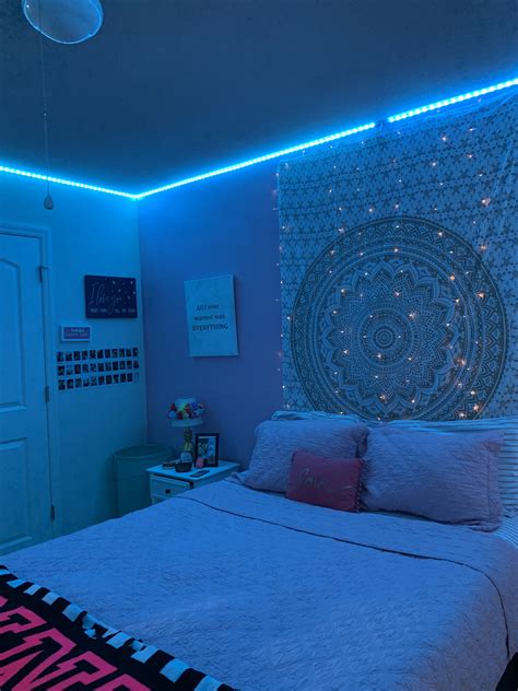 blue led lights bedroom