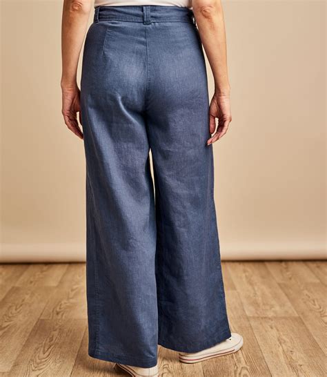 blue linen pants womens
