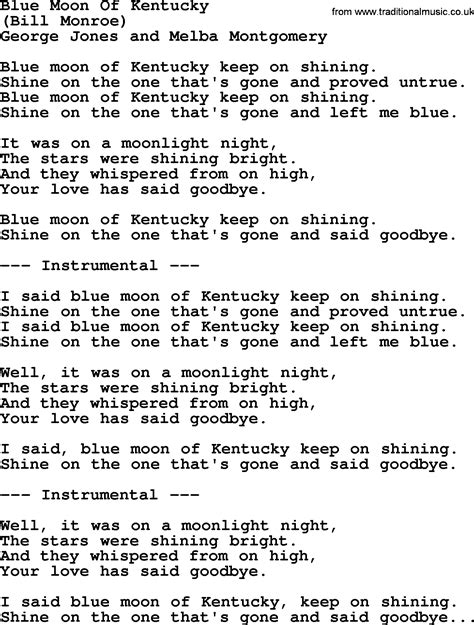 blue moon of kentucky lyrics