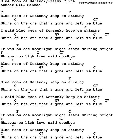 blue moon of kentucky song lyrics