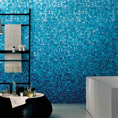blue mosaic bathroom border tiles