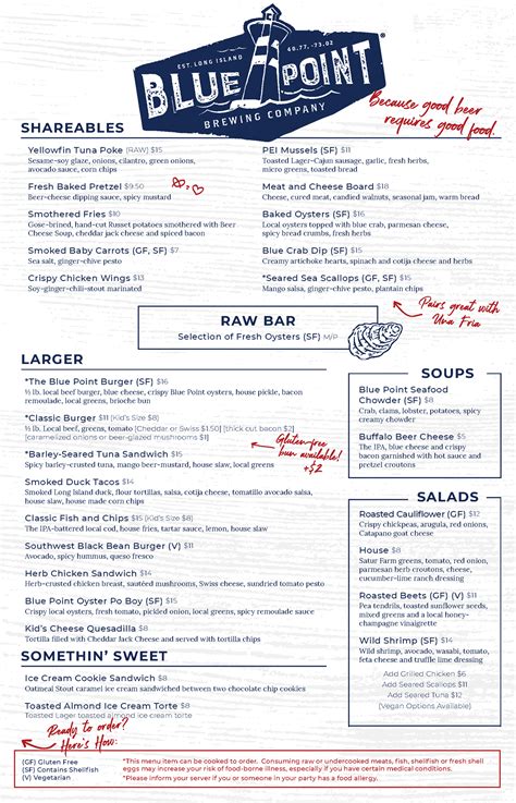 blue point brewery food menu