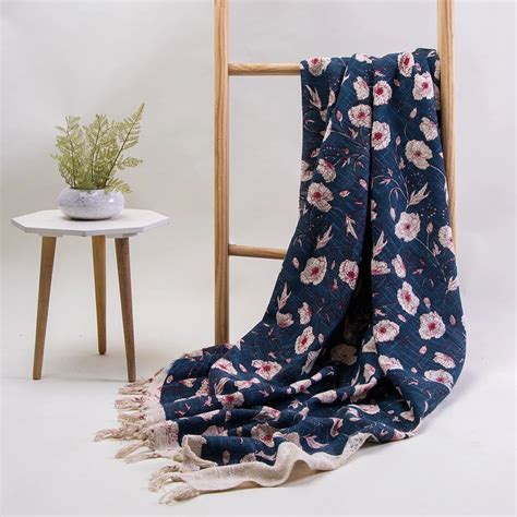 Blue Printed Throws