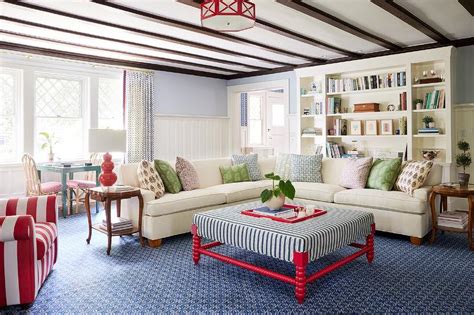 Blue Red Ottoman Coffee Table