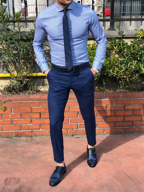 blue shirt what colour trousers