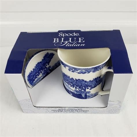 blue spode mug and coaster set