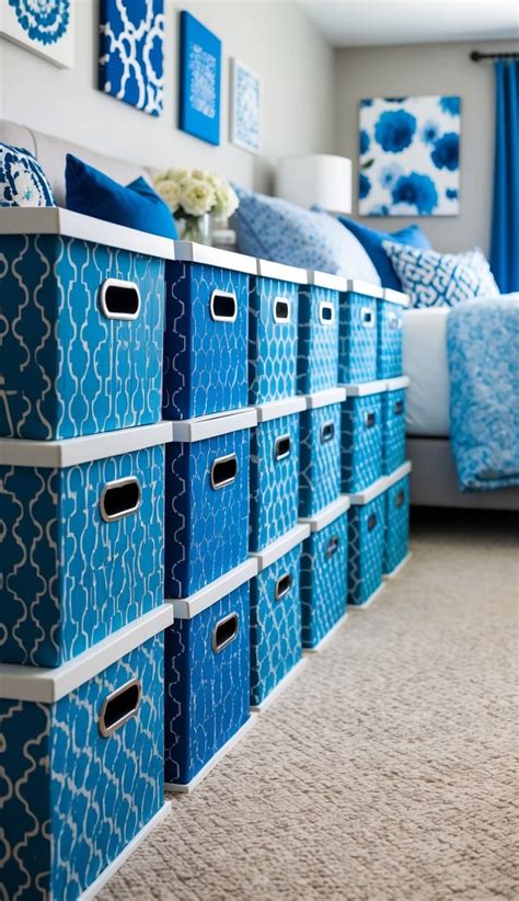 Blue Storage Boxes Bedroom