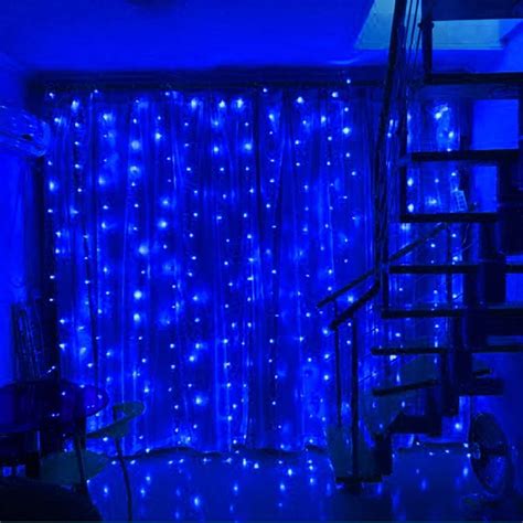 blue string lights indoor