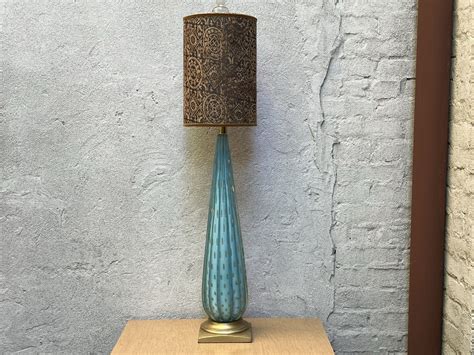 Blue Table Lamp With Gold Base