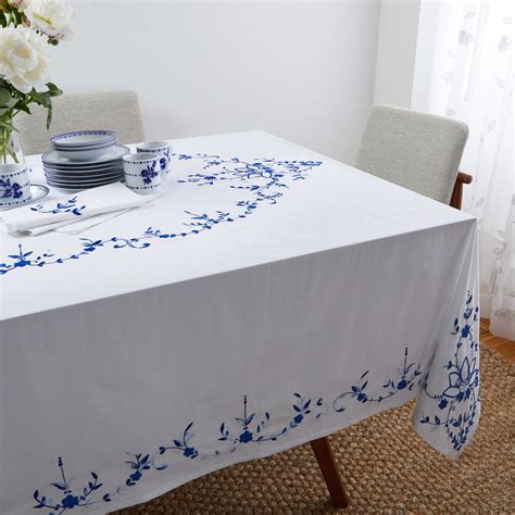 Blue Tablecloth Embroidered