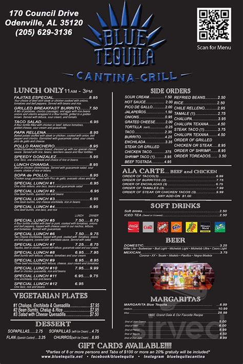 Blue Tequila Drink Menu