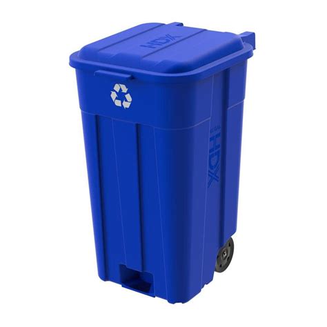 blue trash can