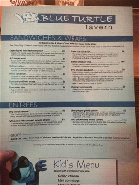 blue turtle tavern menu