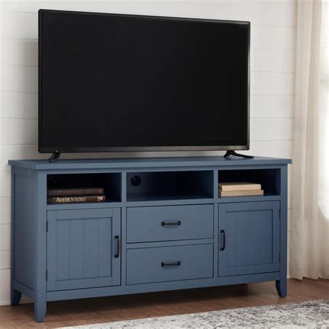 blue tv stand wood