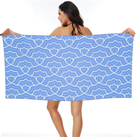 Blue Waves Pattern Bath Towels