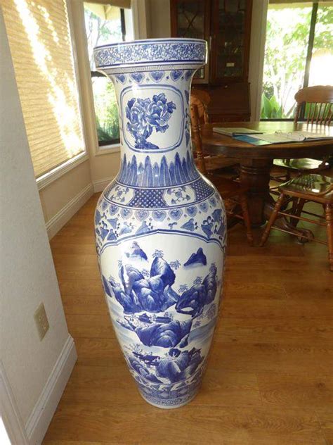 blue white oriental floor vase homegoods store