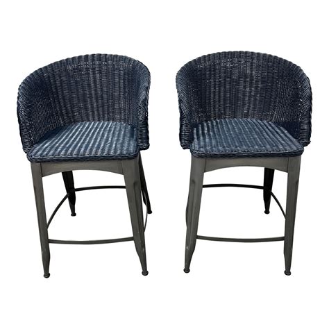 Blue Wicker Counter Stools