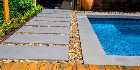 Bluestone coping around pool is easy to maintain