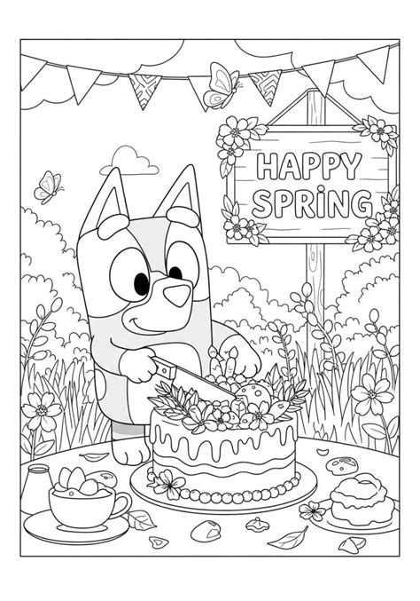 Bluey Spring Coloring Pages