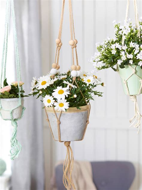 Makramee Blumenampel, Blumenampel, verschiedene Farben, Makramee