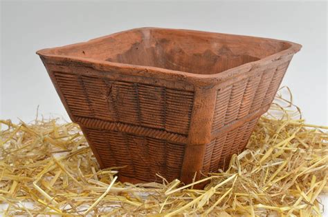 Blumentopf aus Ton rechteckiger Blumentopf handmade Keramik Blumentopf