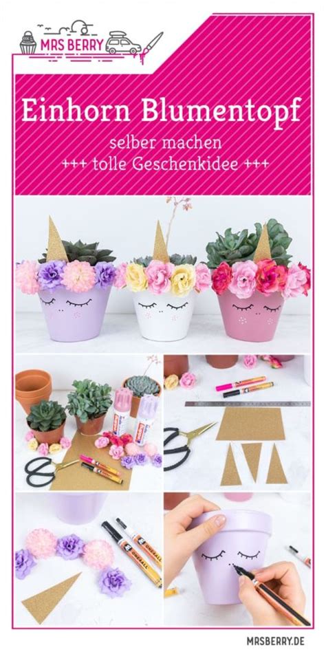 Einhorn Blumentopf DIY MrsBerry KreativStudio Kindergeburtstag