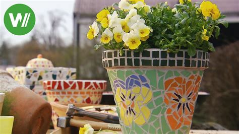 Mosaik auf Blumentopf HANDMADE Kultur