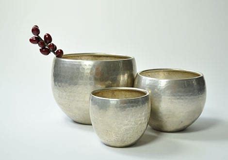 Großer Blumentopf "FLORAL" Metall silber 30 x 25 cm Metall, Silber