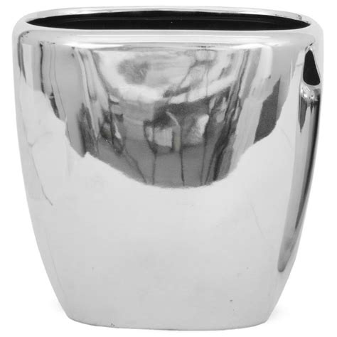 Jardiniere Pflanzschale Blumentopf Silber Glanz oval 1 Stk 25x14 cm