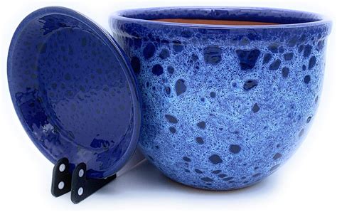 Blumentopf, Ton, blau, gross Kaufen auf Ricardo