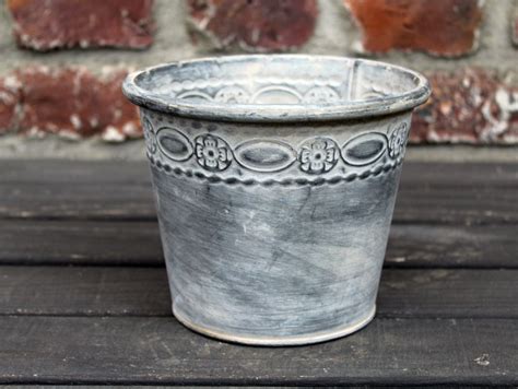 Blumentopf rund Ø14* H20cm Zink Pflanzentopf schwarz Übertopf Zinktopf
