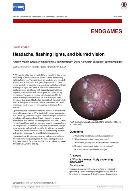 Blurry Vision Flashing Lights Headache