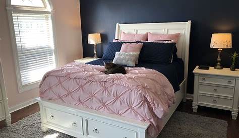 Blush And Navy Bedroom Decor