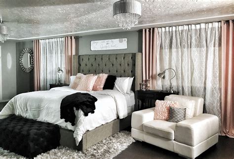 Blush Gray And Gold Bedroom