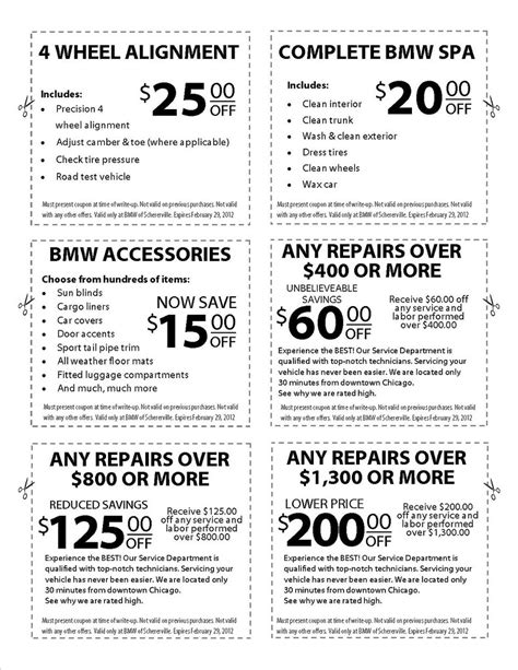 Auto Service Specials Coupons BMW 3 Series, X5, Z4 Cain BMW North