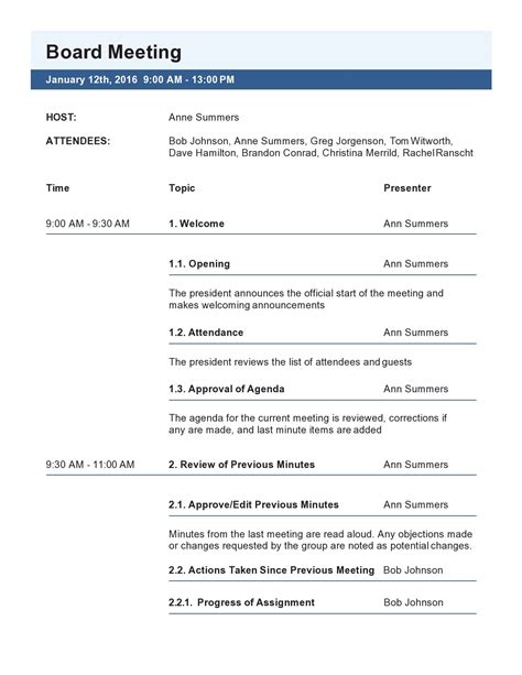Sample 62 Free Printable Nonprofit Board Meeting Agenda Template First