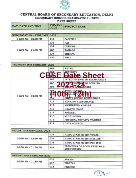board exam dates class 10 2024