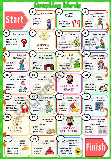 Board Game Question Words