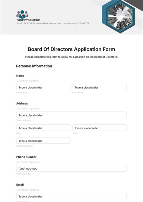 Board Of Director Application Template