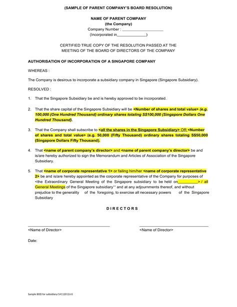 Free Board Resolution Templates (Word PDF) WordLayouts